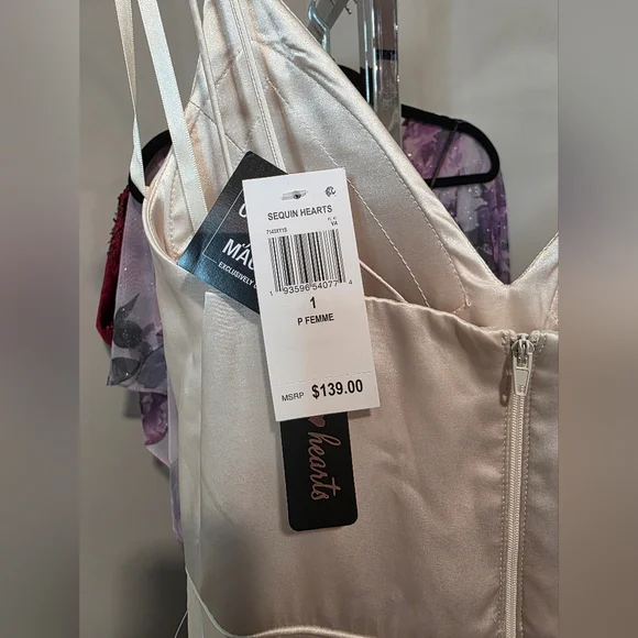 Sequin Hearts Ivory/cream Satin Dress - Picture 4 of 6